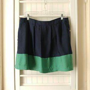 Green & blue color block skirt